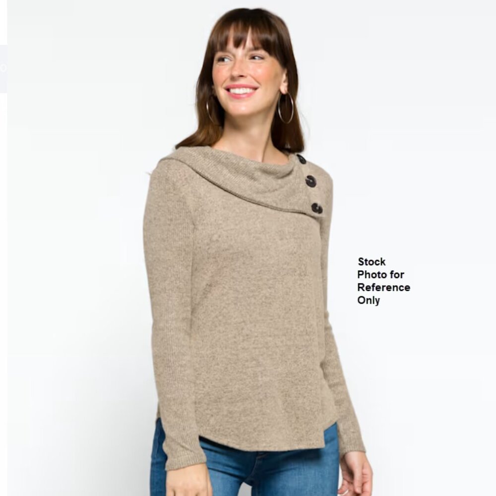 FORTUNE + IVY Kaavia Button Detail Brushed Knit Top